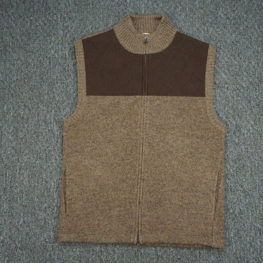 Woolrich Sweater Mens Medium Brown Woodchip Vest Full Zip Pocket‎ Wool